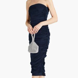 Veronica Beard Strapless Kupa Dress Navy Silk Rushed Size 0 New Tags $648
